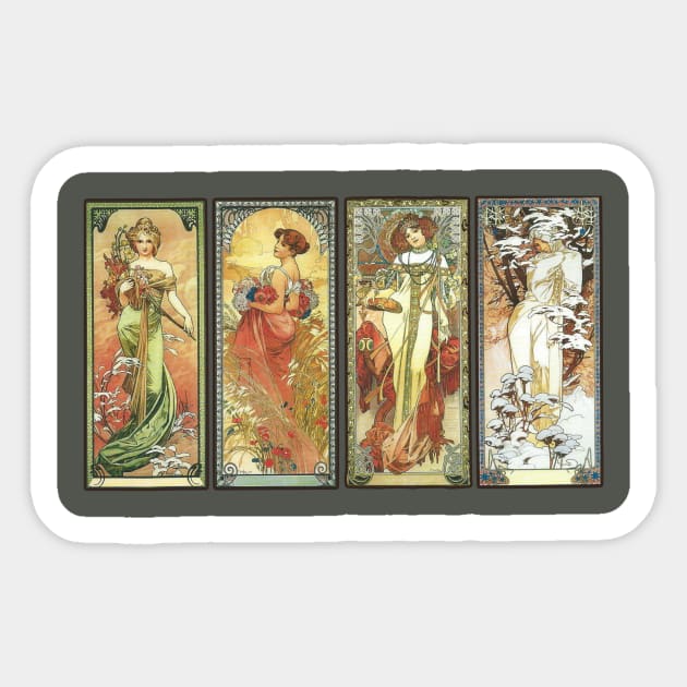 Art Nouveau 4 Seasons Art Sticker by AlondraHanley